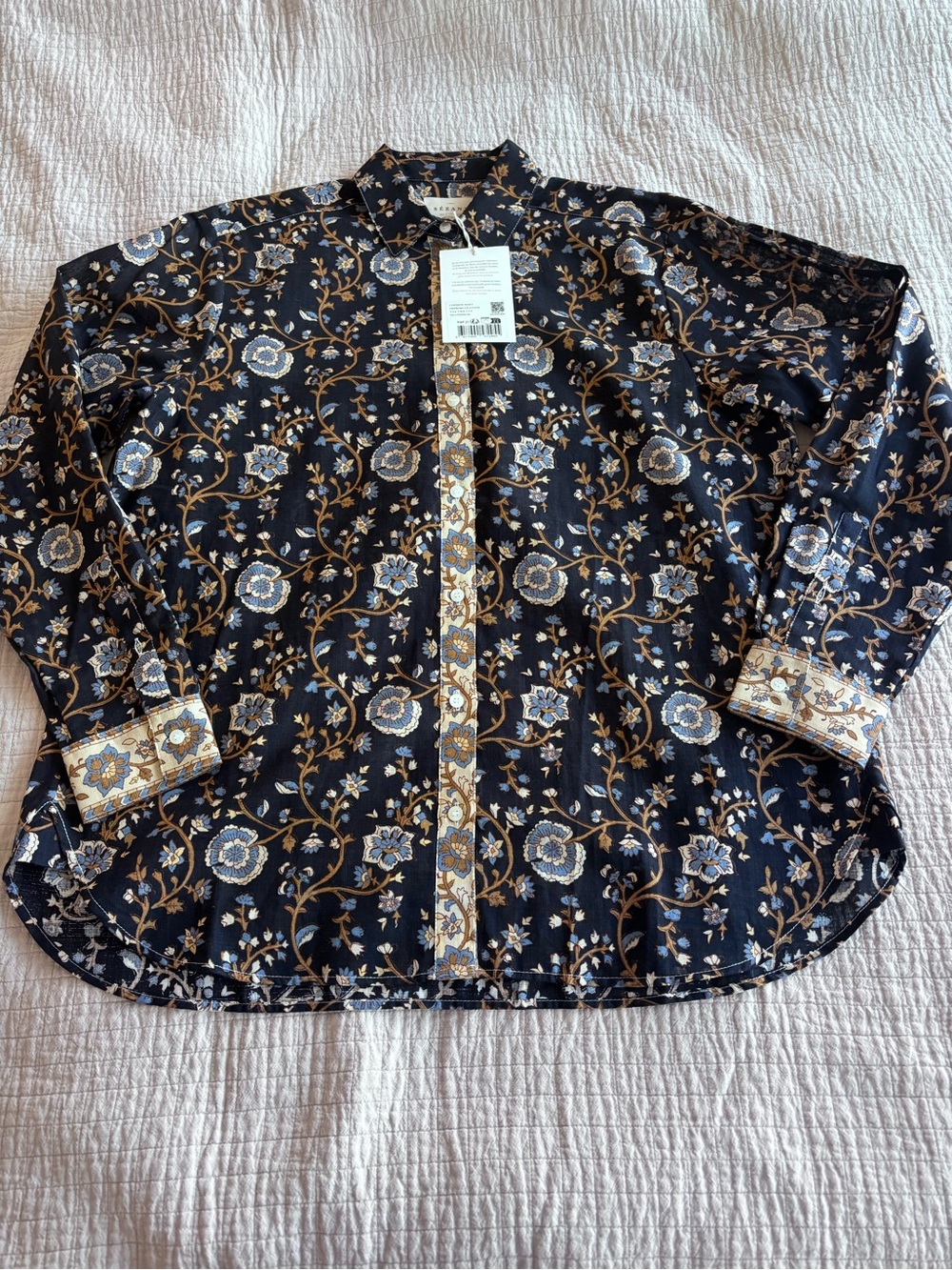 NWT Sézane Set - Maxy Shirt + Azziano Trousers in Heather Print Size 4/36 - Picture 10 of 14